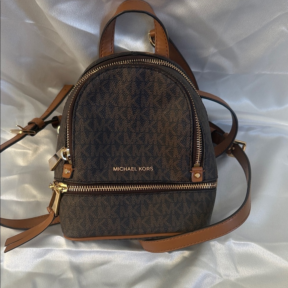 Michael Kors Dark Brown Backpack with Gold Details